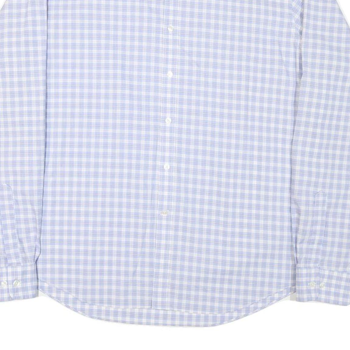 TOMMY HILFIGER Mens Blue Check Shirt XL Button Collar Long Sleeve Cotton Blend