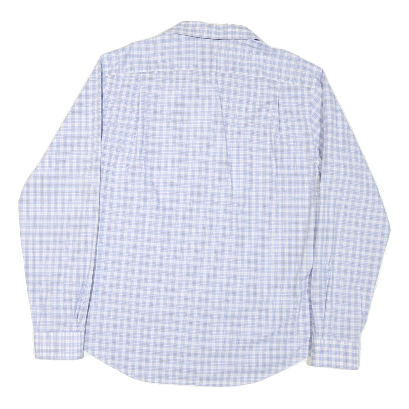 TOMMY HILFIGER Mens Blue Check Shirt XL Button Collar Long Sleeve Cotton Blend