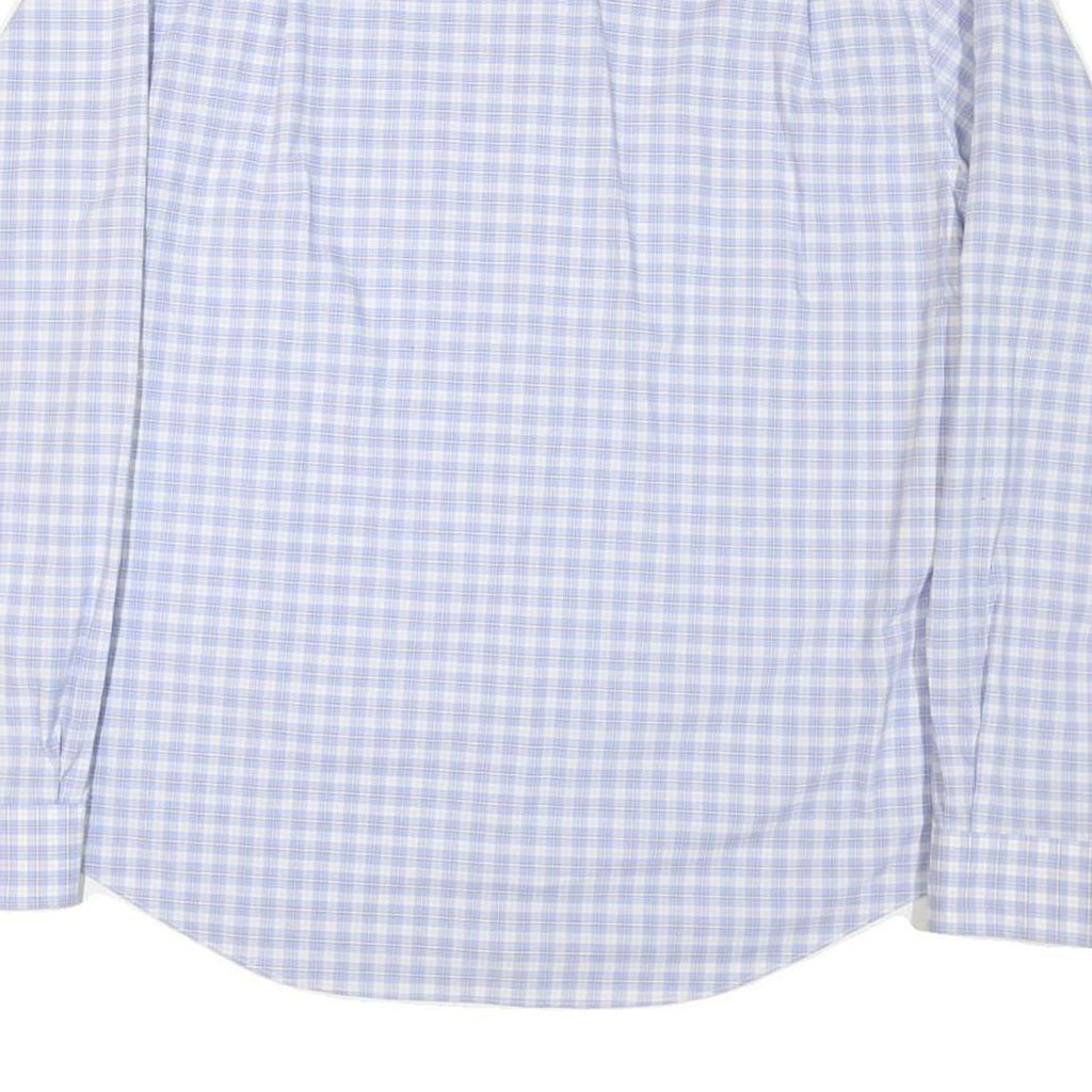 TOMMY HILFIGER Mens Blue Check Shirt XL Button Collar Long Sleeve Cotton Blend