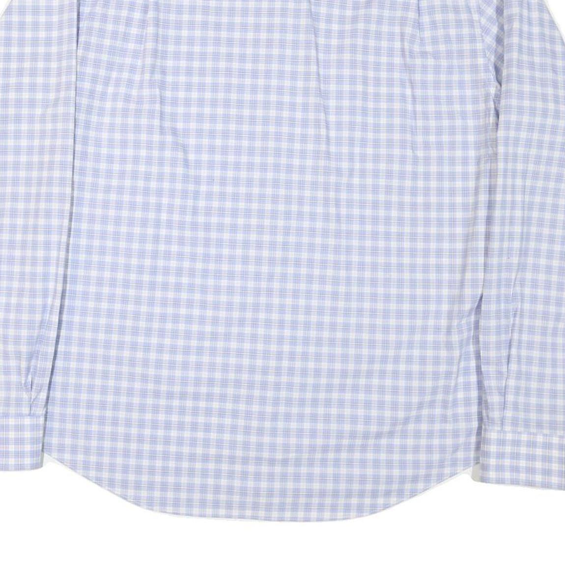 TOMMY HILFIGER Mens Blue Check Shirt XL Button Collar Long Sleeve Cotton Blend