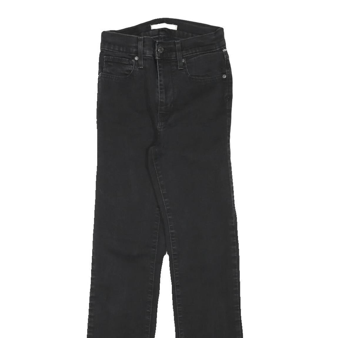 LEVI'S Womens Regular Black Denim Raw Hem Jeans W22 L27 Stylish Comfort