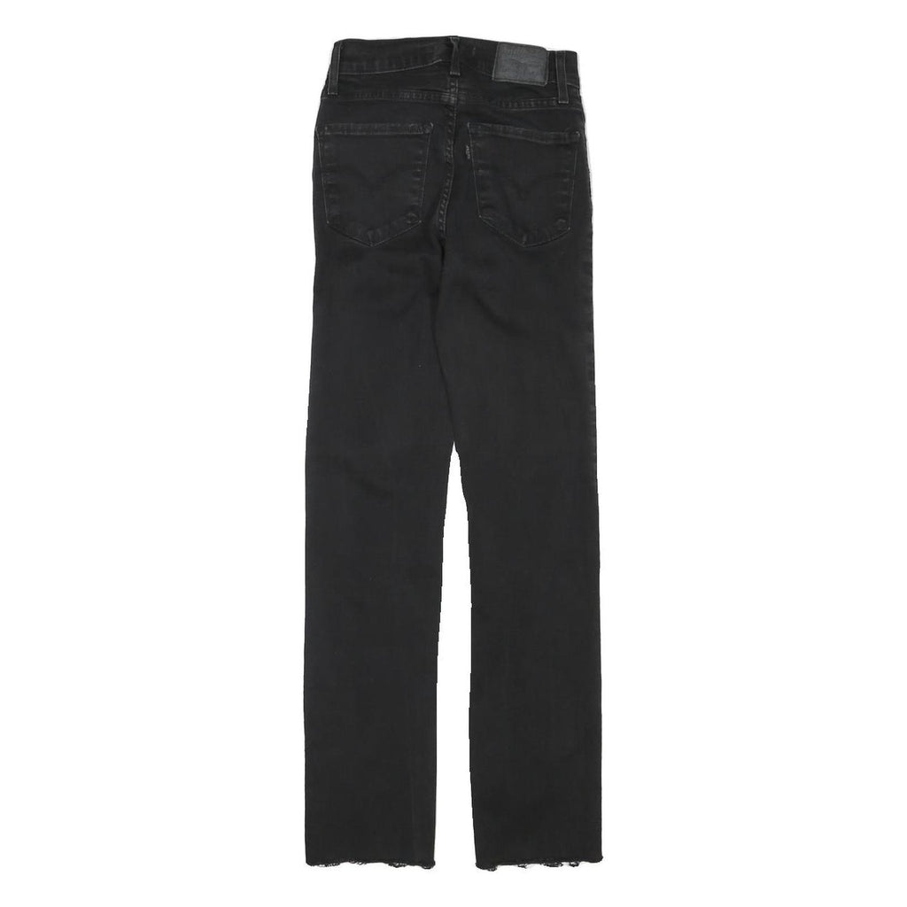 LEVI'S Womens Regular Black Denim Raw Hem Jeans W22 L27 Stylish Comfort