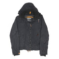 SUPERDRY Mens Black Outdoor Hooded Jacket Japan Logo Polyester Blend Woven M Zip