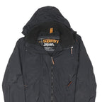 SUPERDRY Mens Black Outdoor Hooded Jacket Japan Logo Polyester Blend Woven M Zip