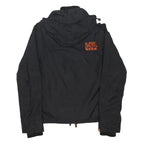 SUPERDRY Mens Black Outdoor Hooded Jacket Japan Logo Polyester Blend Woven M Zip