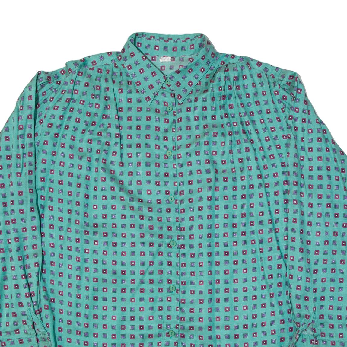 Womens Shirt Green Viscose Spotted Long Sleeve UK 10