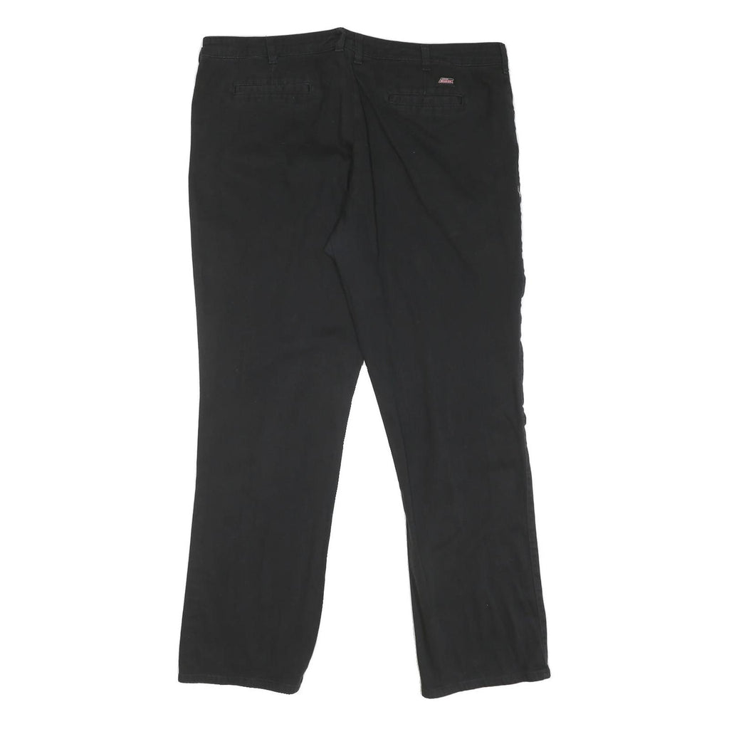 DICKIES Mens Cotton Blend Black Regular Fit Straight Trousers W40 L30 Zip