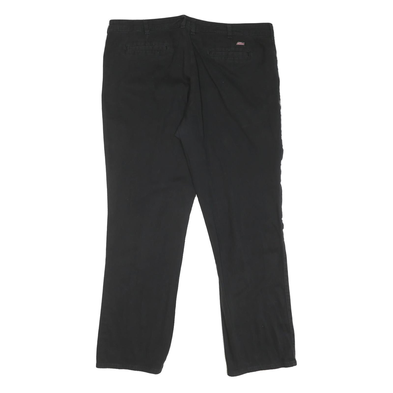 DICKIES Mens Cotton Blend Black Regular Fit Straight Trousers W40 L30 Zip