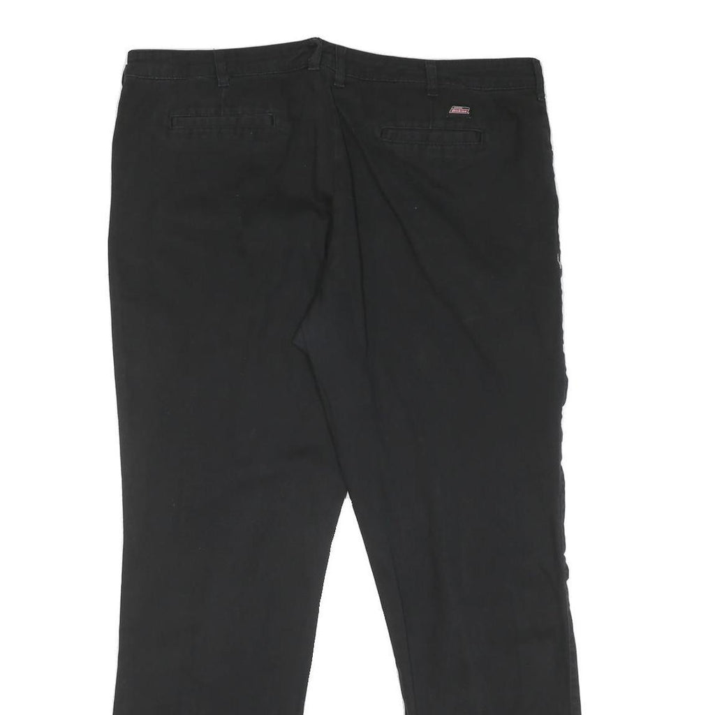 DICKIES Mens Cotton Blend Black Regular Fit Straight Trousers W40 L30 Zip