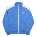 PUMA Mens Blue & White Track Jacket L Polyester Blend Zip Sportswear Casual