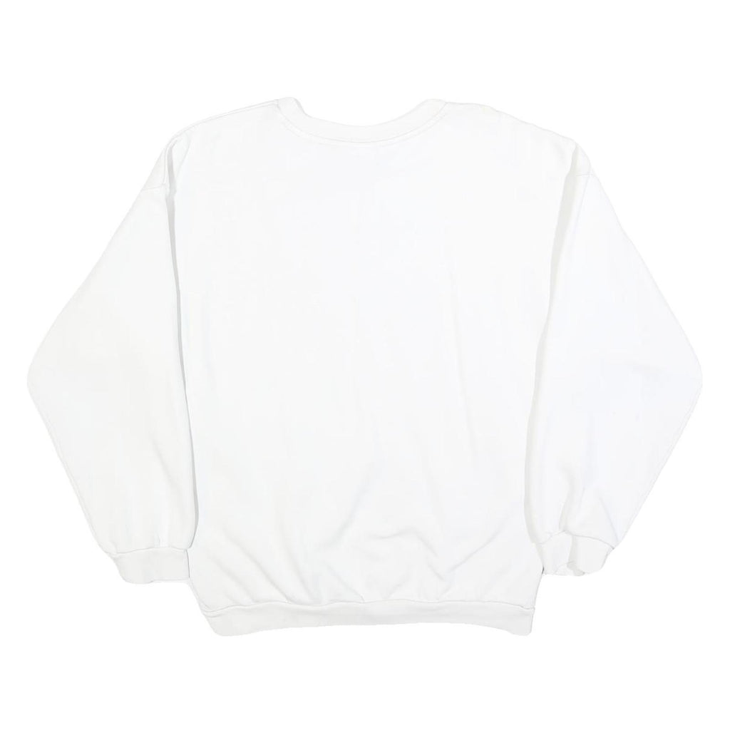 ADIDAS Womens White Crew Neck UK 10 Cotton Blend Sweatshirt Casual