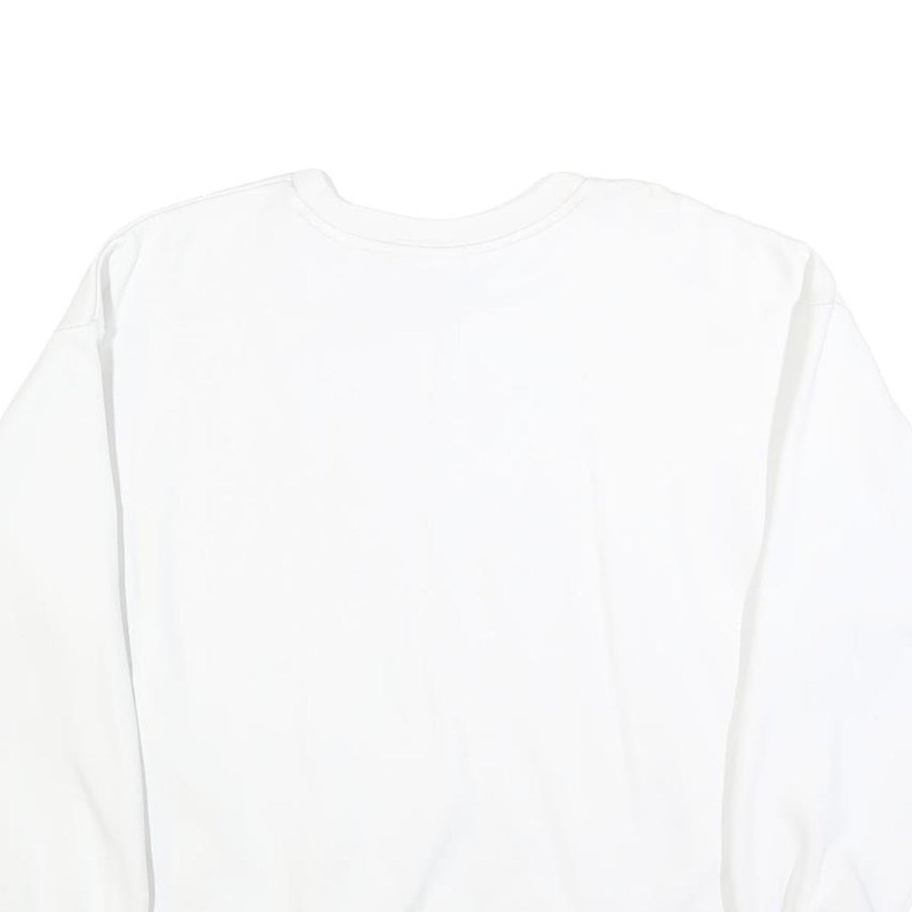 ADIDAS Womens White Crew Neck UK 10 Cotton Blend Sweatshirt Casual