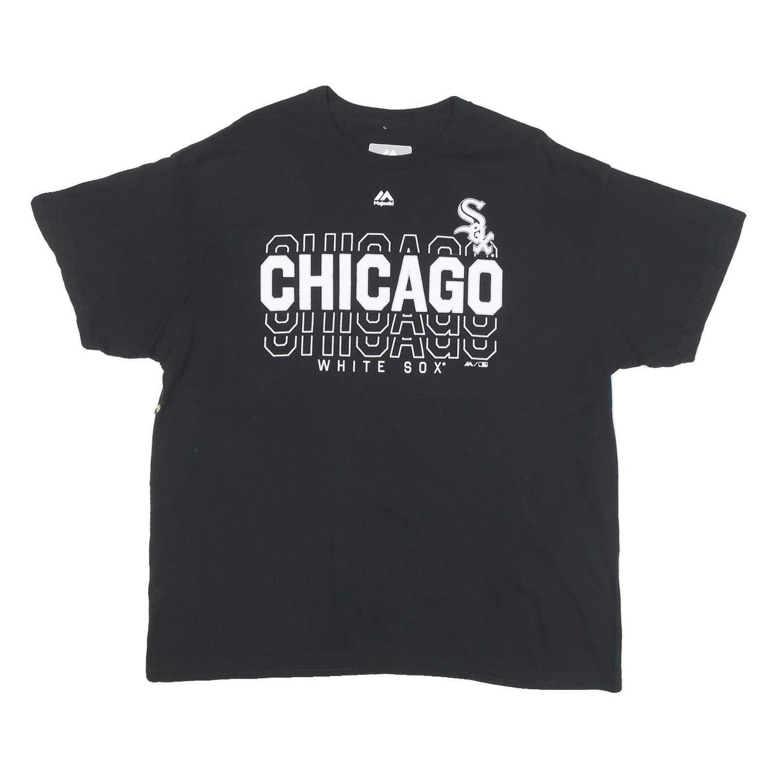 MAJESTIC Mens Black Chicago White Sox Graphic T-Shirt L Short Sleeve Crew Neck