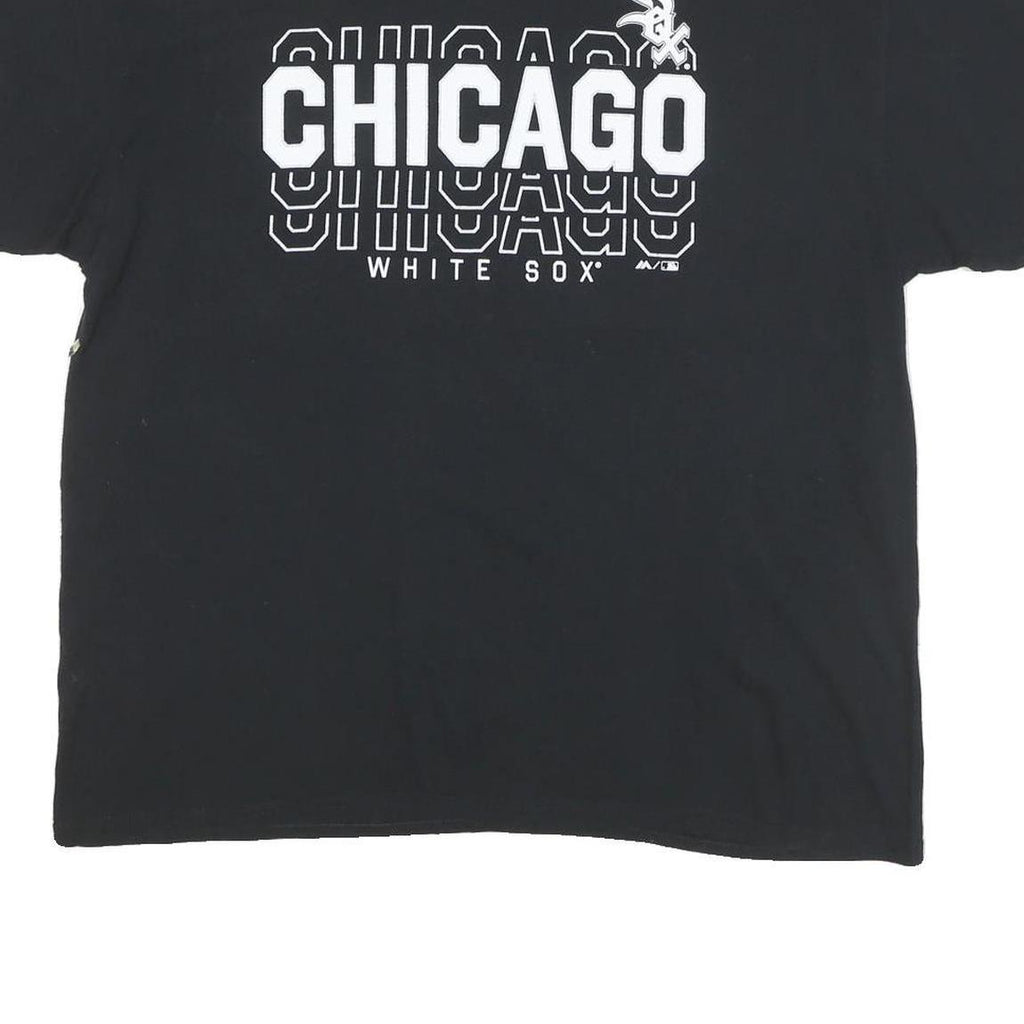 MAJESTIC Mens Black Chicago White Sox Graphic T-Shirt L Short Sleeve Crew Neck