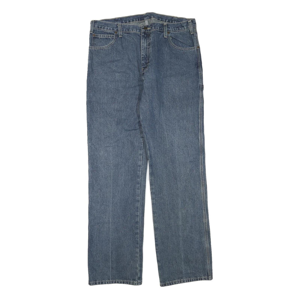 DICKIES Mens Blue Regular Straight Denim Medium Zip W36 L34 Cotton Blend