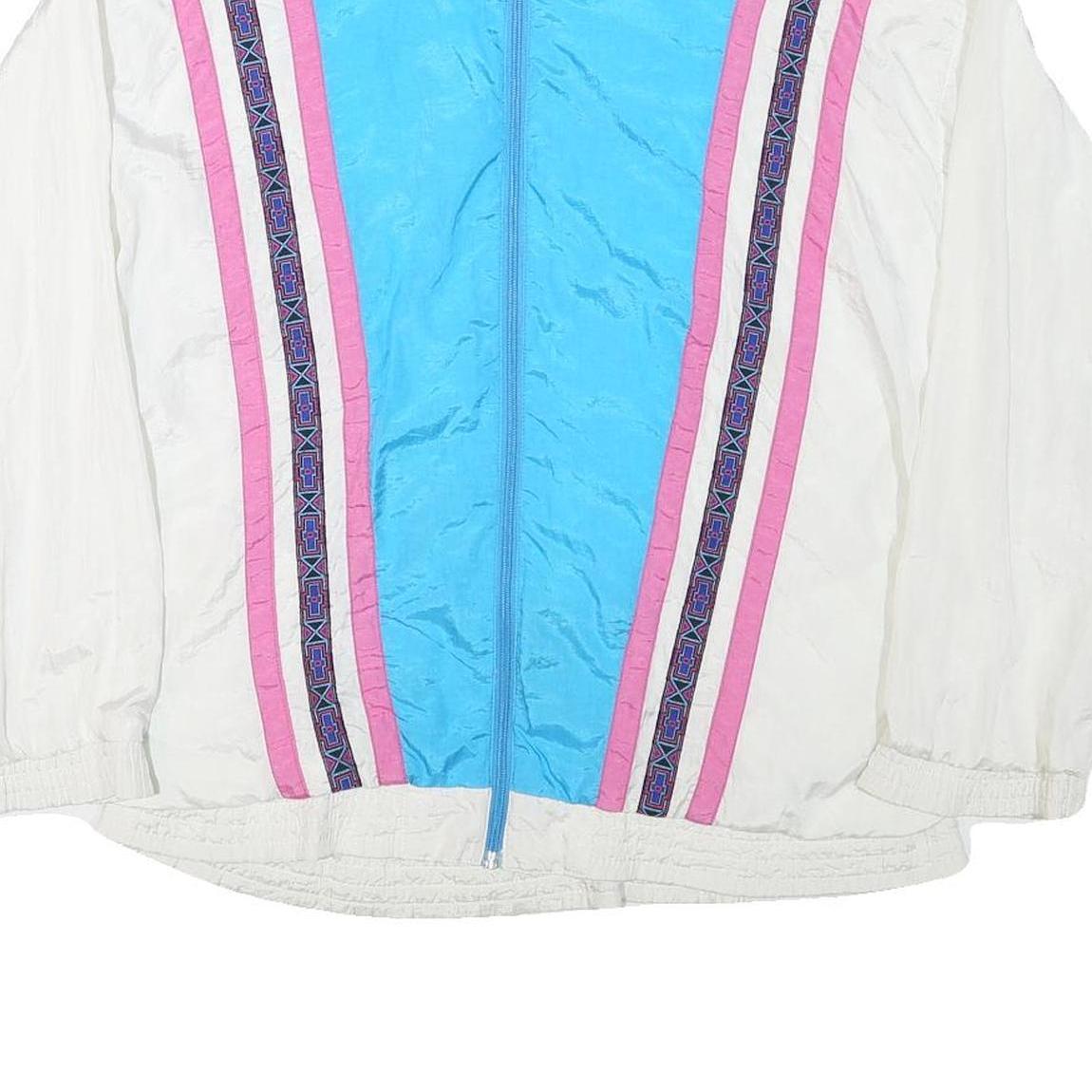 BOLD SPIRIT Womens Blue & White Nylon Jacket L Zip Retro Lightweight Swift