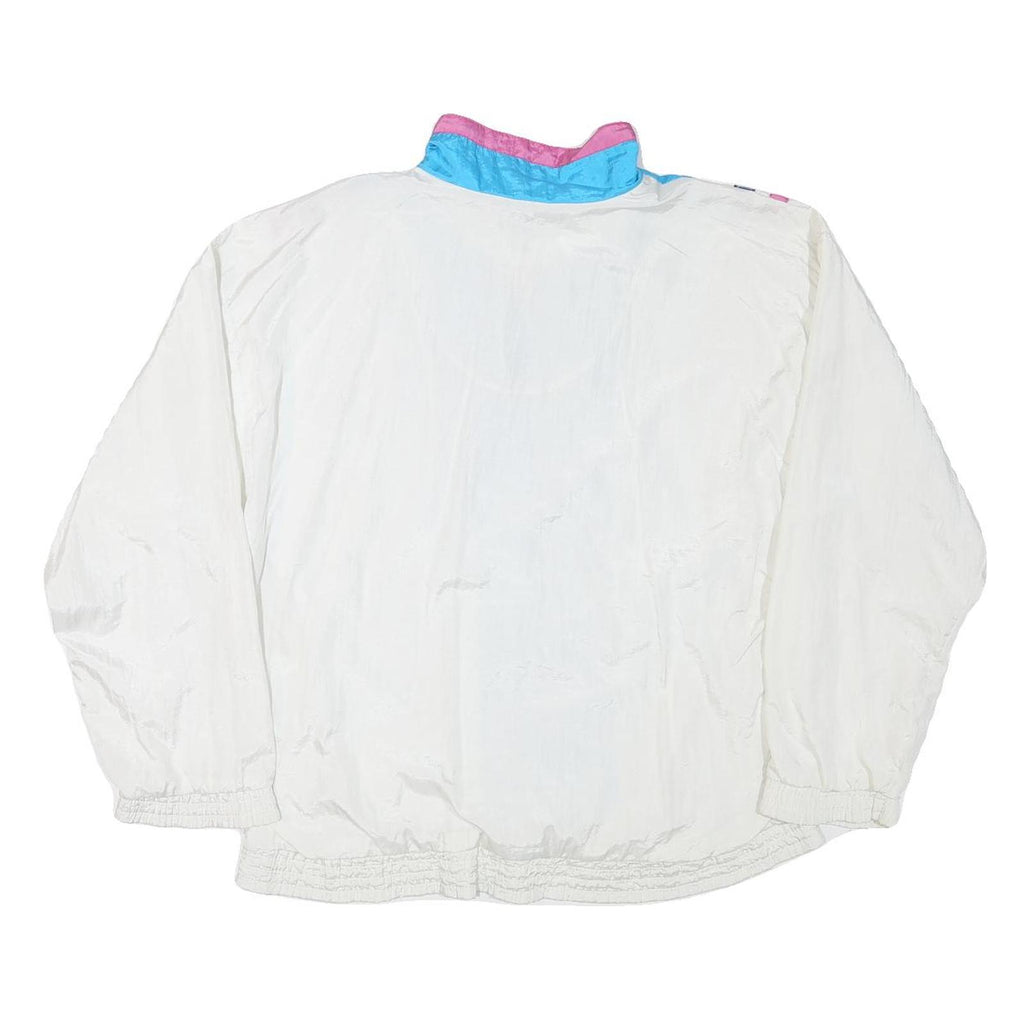 BOLD SPIRIT Womens Blue & White Nylon Jacket L Zip Retro Lightweight Swift