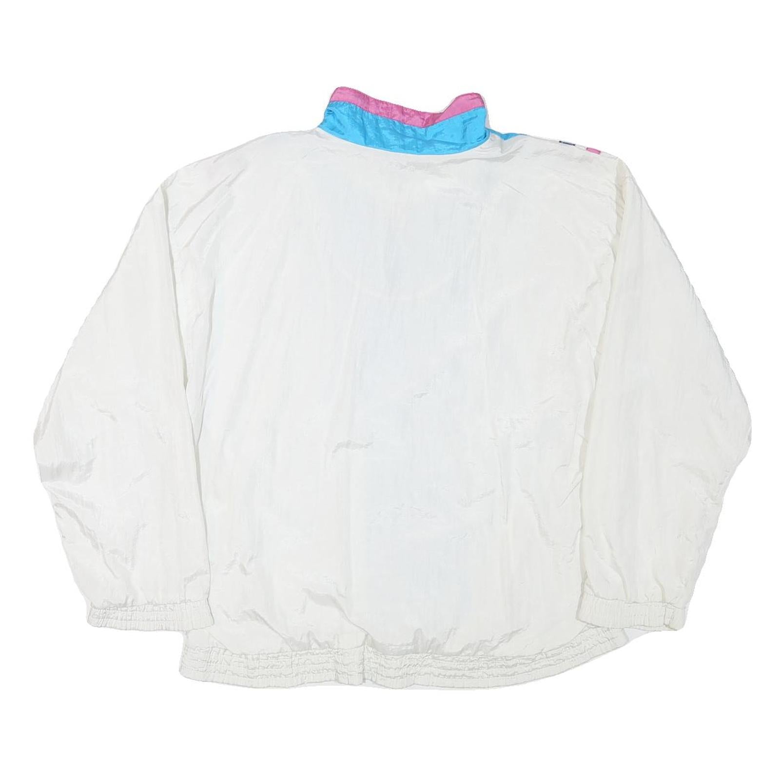 BOLD SPIRIT Womens Blue & White Nylon Jacket L Zip Retro Lightweight Swift