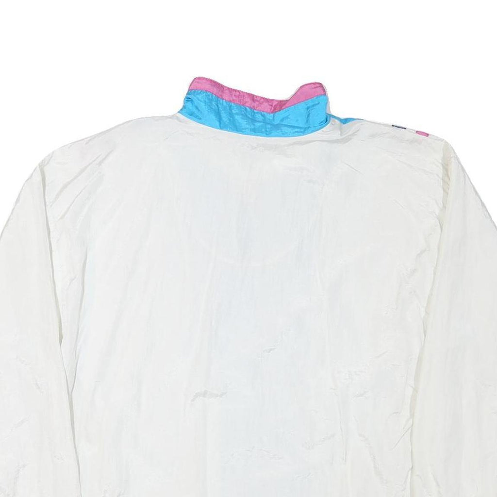 BOLD SPIRIT Womens Blue & White Nylon Jacket L Zip Retro Lightweight Swift