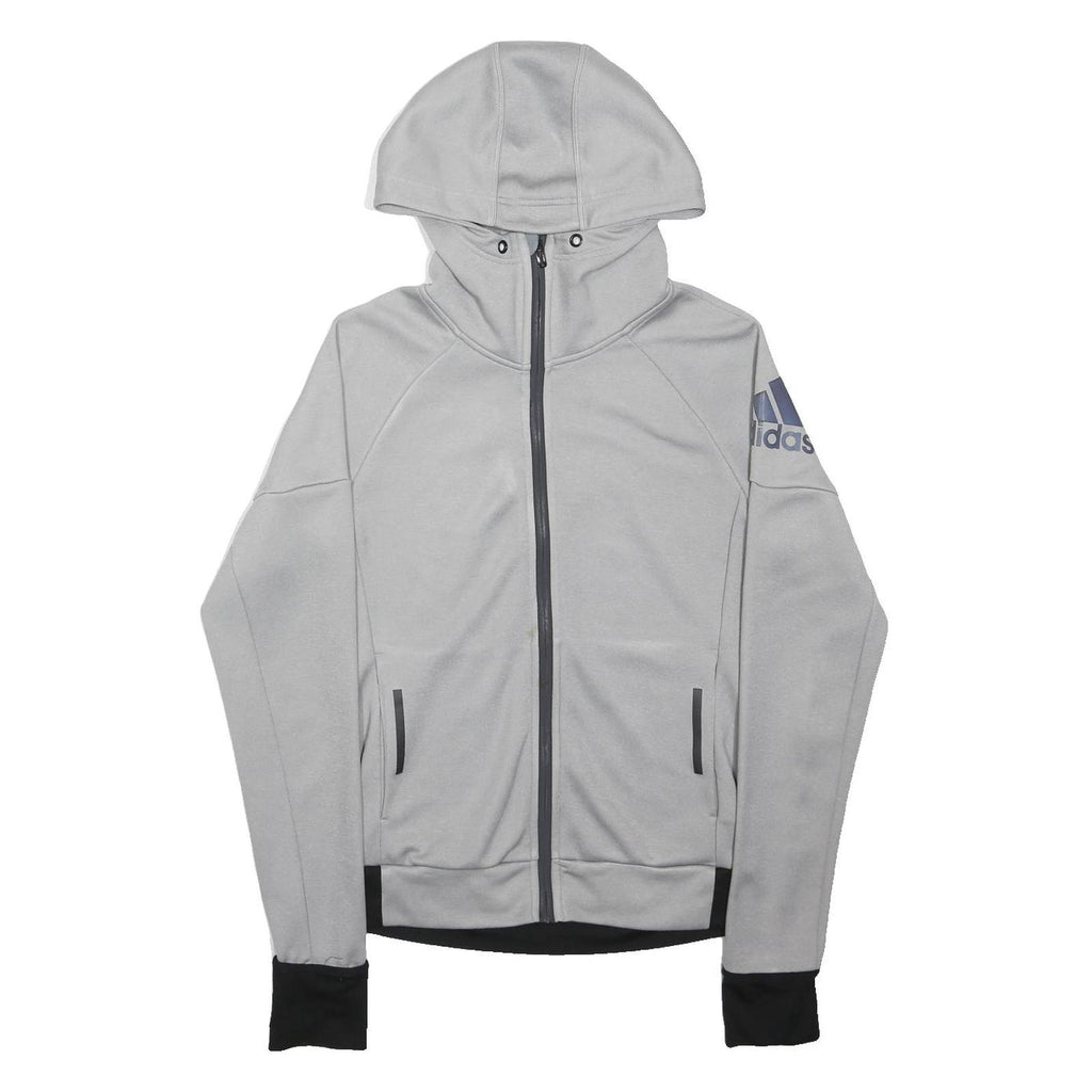ADIDAS Mens Grey Hooded Zip Up XS Sportswear Sweatshirt Long Sleeve