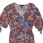 NEW LOOK Womens Floral Printed Viscose Blouse Short Sleeve V Neck UK 10