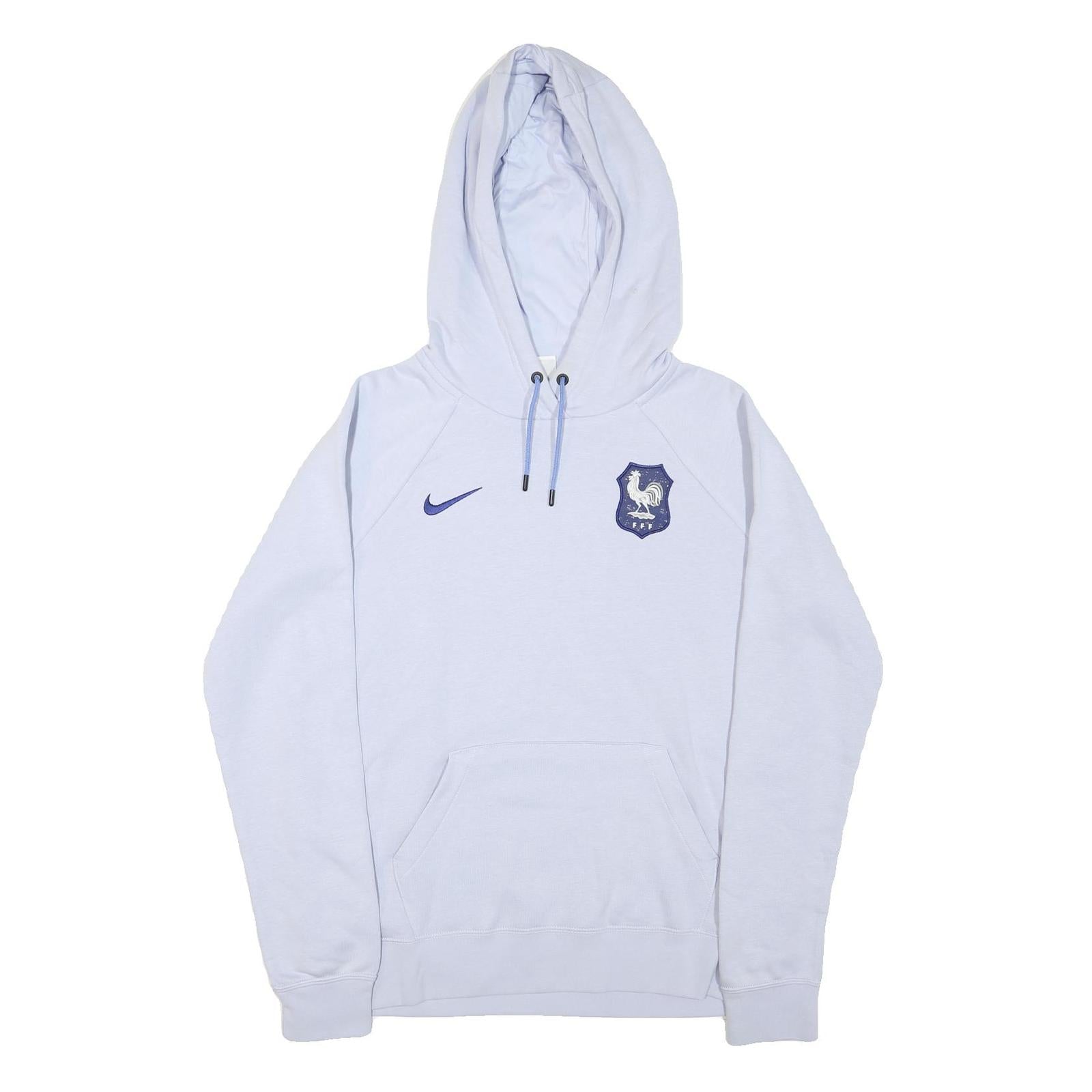 NIKE Mens White Hoodie M Cotton Blend Pullover Football Crest