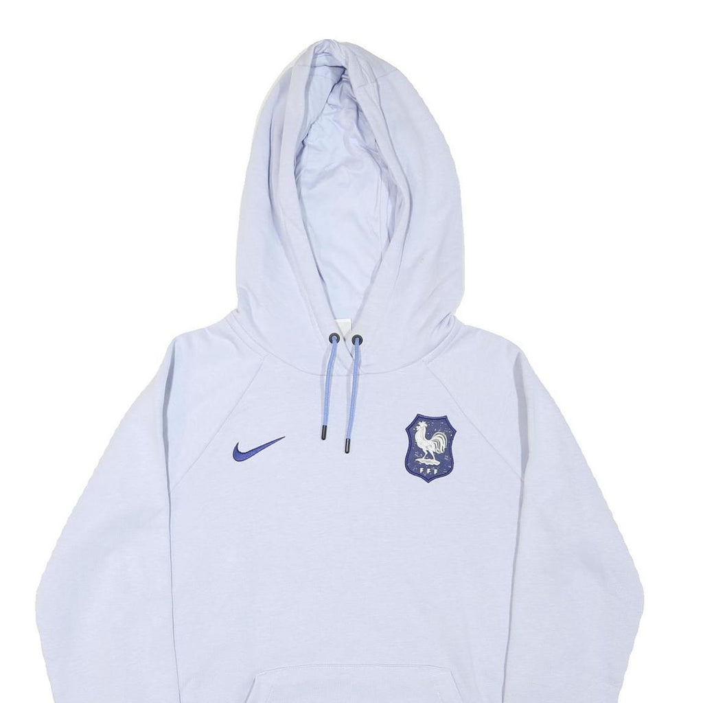 NIKE Mens White Hoodie M Cotton Blend Pullover Football Crest
