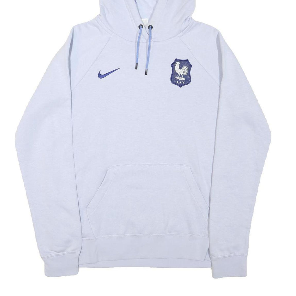 NIKE Mens White Hoodie M Cotton Blend Pullover Football Crest