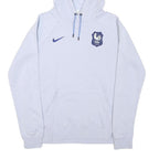 NIKE Mens White Hoodie M Cotton Blend Pullover Football Crest