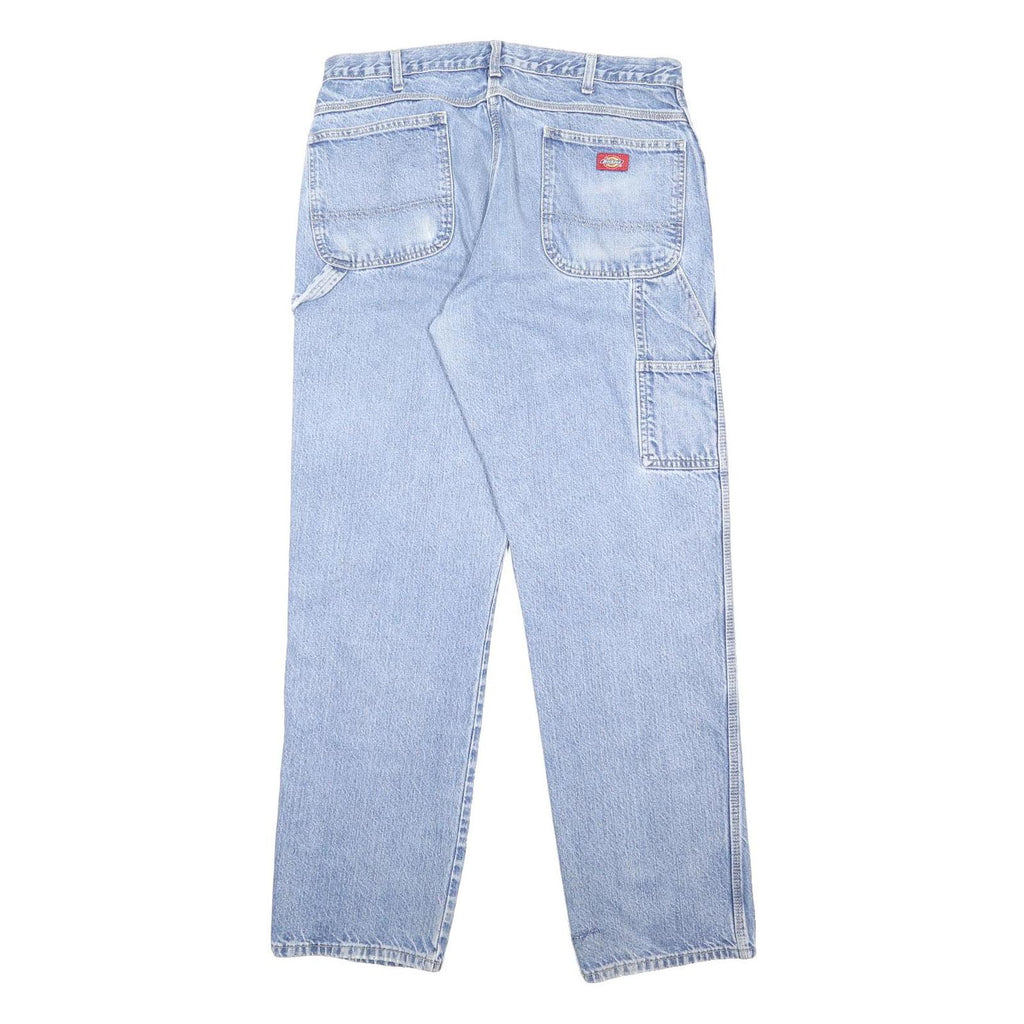 DICKIES Mens Jeans Blue Regular Straight Denim Light W36 L34 Workwear