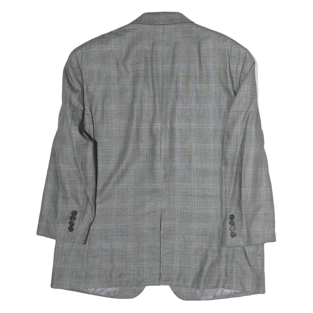 LAUREN RALPH LAUREN Womens Grey Blue Check Tailored Cotton Jacket L Buttons