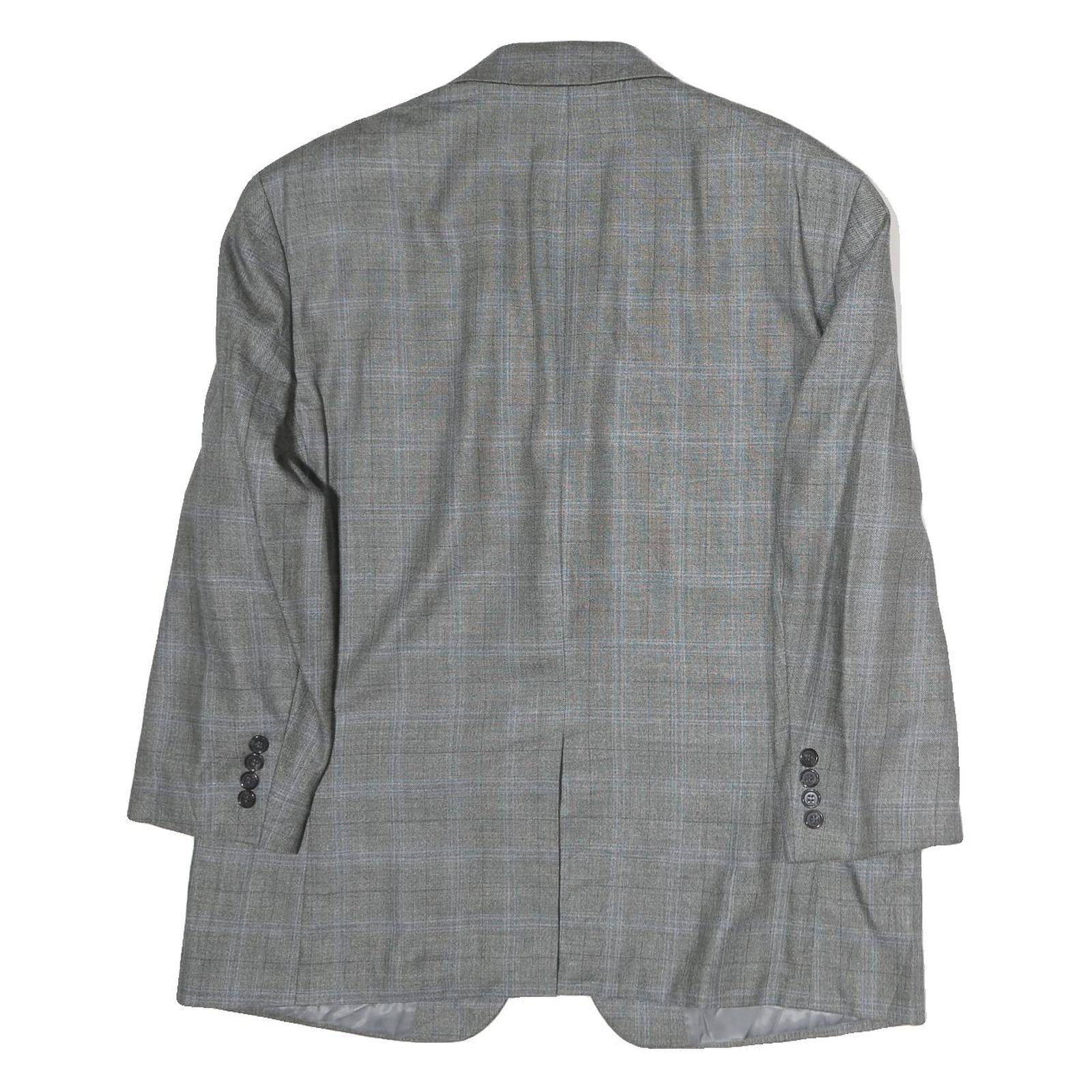 LAUREN RALPH LAUREN Womens Grey Blue Check Tailored Cotton Jacket L Buttons