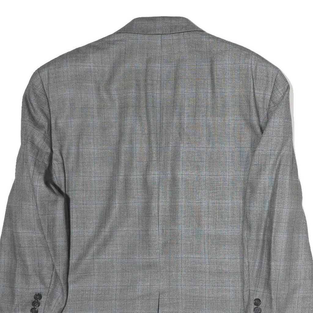 LAUREN RALPH LAUREN Womens Grey Blue Check Tailored Cotton Jacket L Buttons