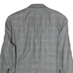 LAUREN RALPH LAUREN Womens Grey Blue Check Tailored Cotton Jacket L Buttons