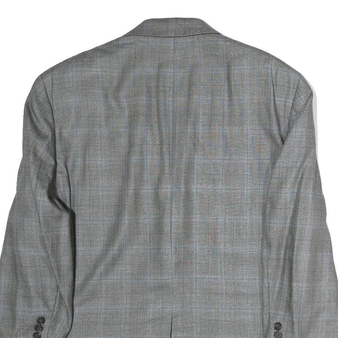 LAUREN RALPH LAUREN Womens Grey Blue Check Tailored Cotton Jacket L Buttons
