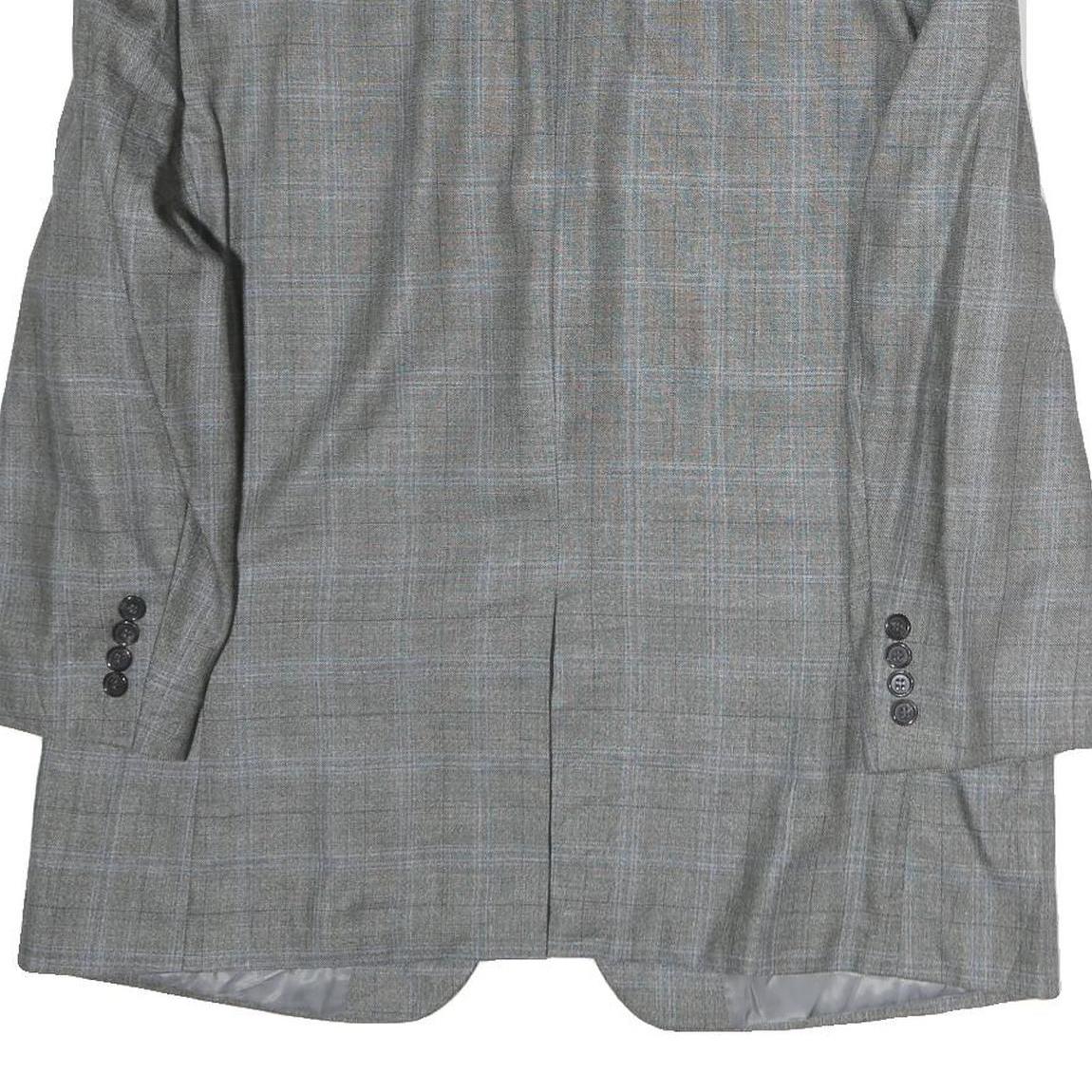 LAUREN RALPH LAUREN Womens Grey Blue Check Tailored Cotton Jacket L Buttons