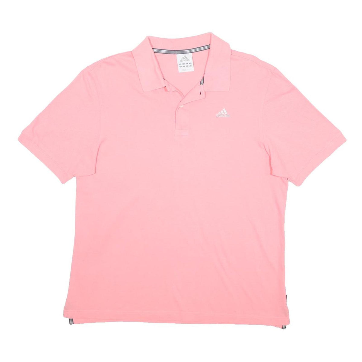 ADIDAS Mens Pink Short Sleeve Plain Polo Shirt L Cotton Casual Sportswear