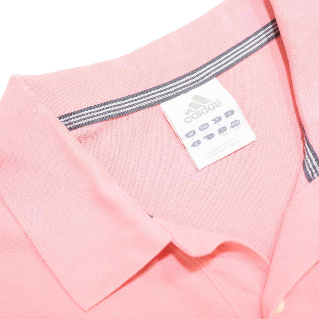 ADIDAS Mens Pink Short Sleeve Plain Polo Shirt L Cotton Casual Sportswear