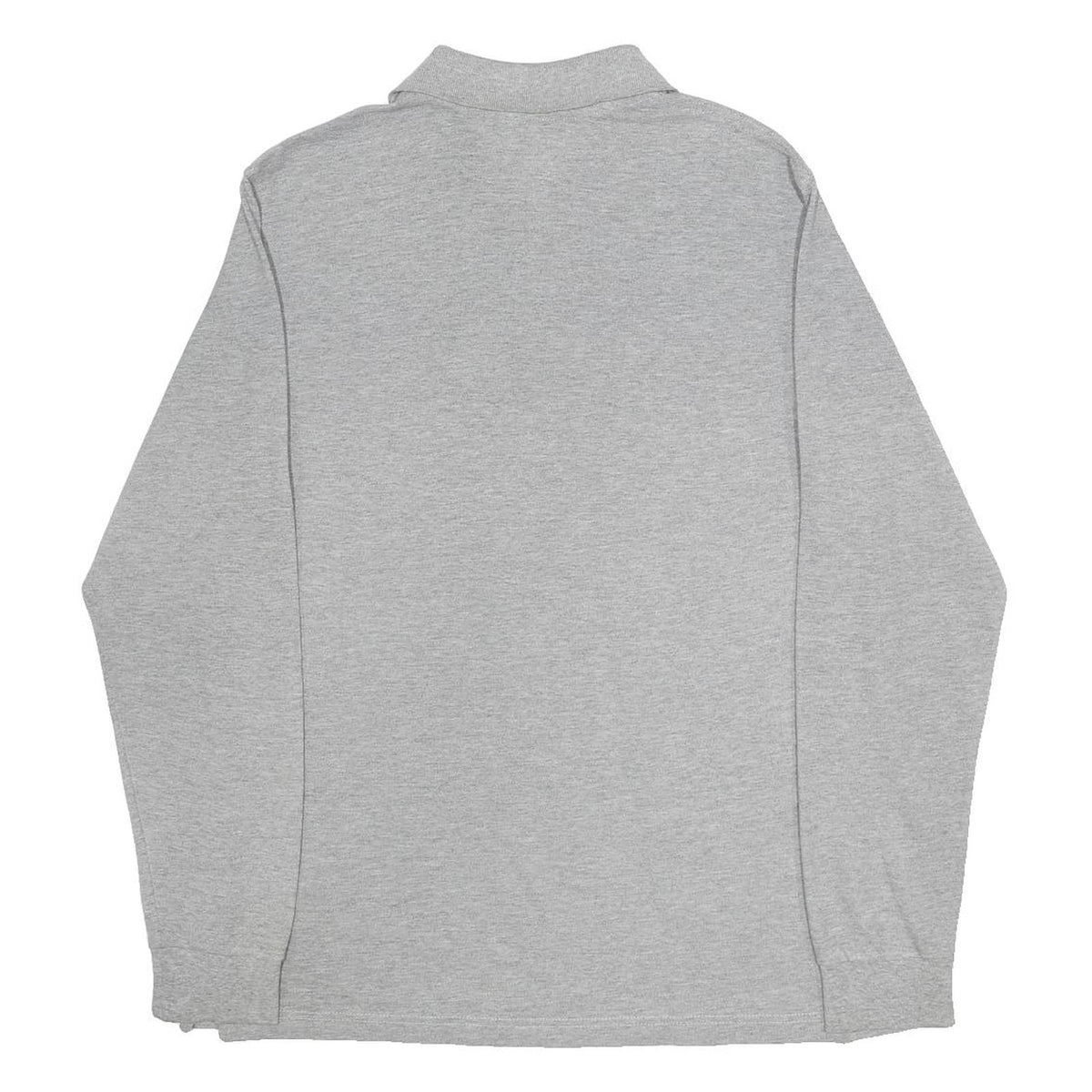 LOTTO Mens Grey Long Sleeve Plain Polo Shirt L Cotton Blend Casual Sportswear