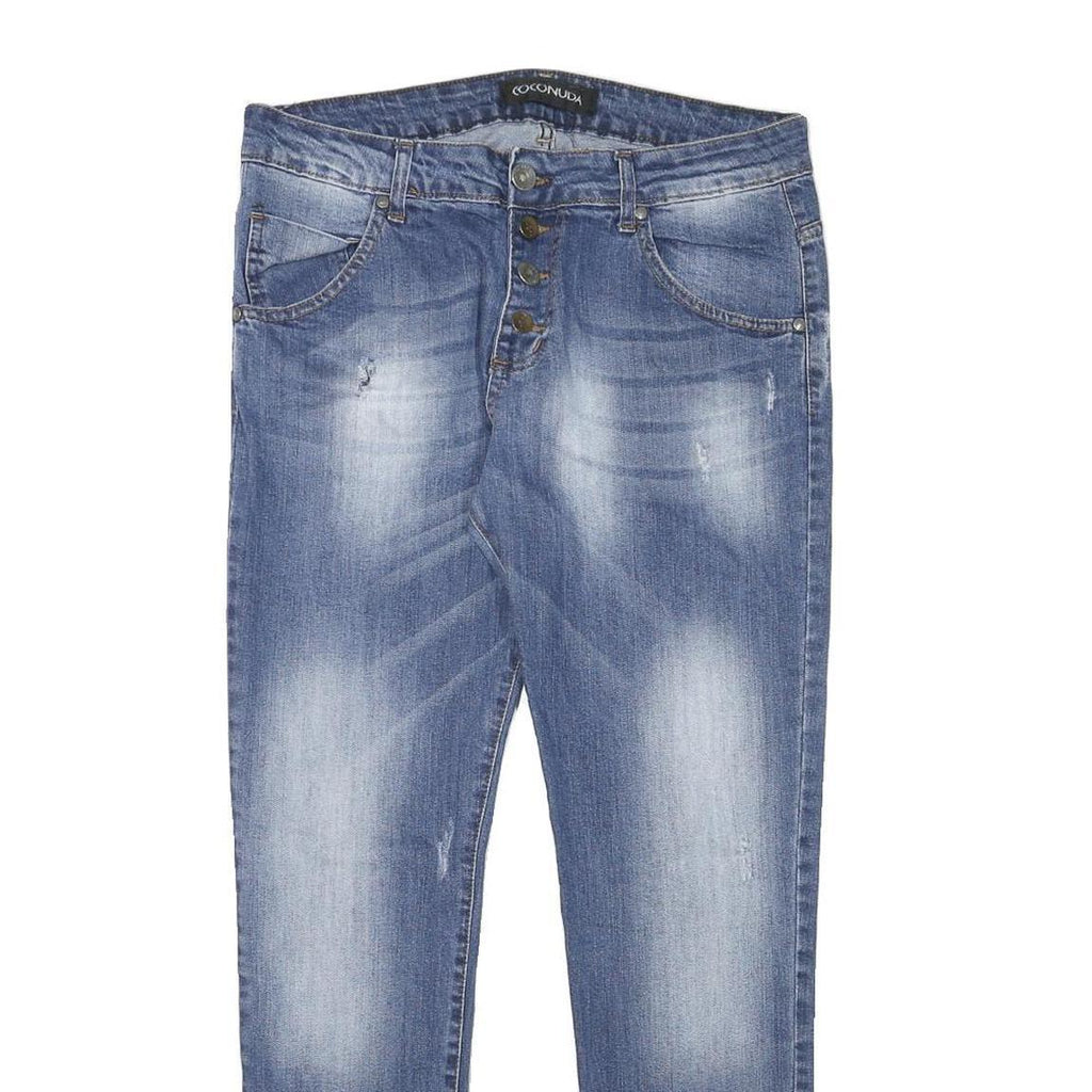 COCONUDA Womens Jeans Blue Slim Skinny Denim Medium W32 L29 Button Closure
