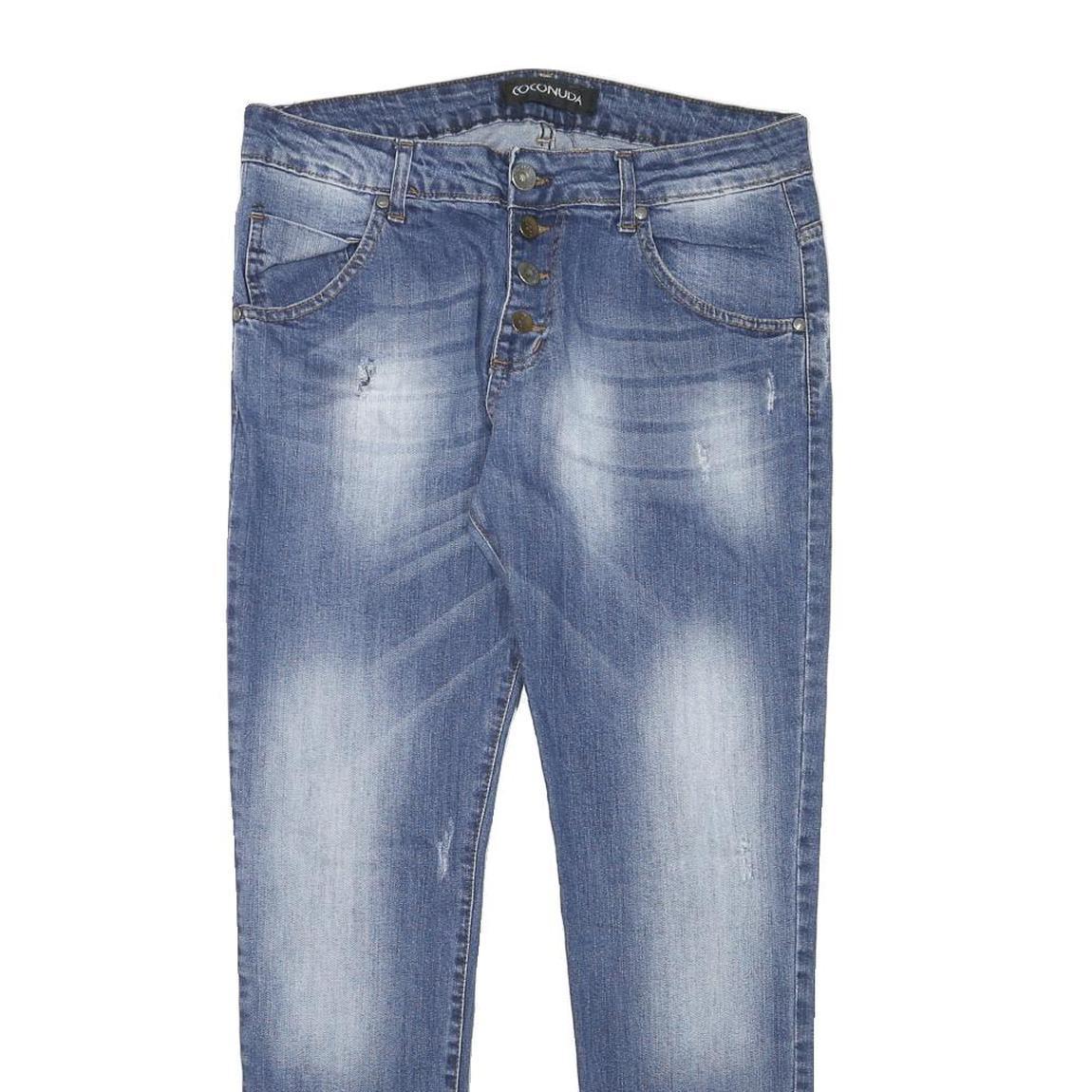 COCONUDA Womens Jeans Blue Slim Skinny Denim Medium W32 L29 Button Closure