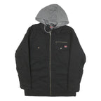 WRANGLER Mens Black & Grey Casual Cotton Blend Zip Jacket S Hooded Workwear