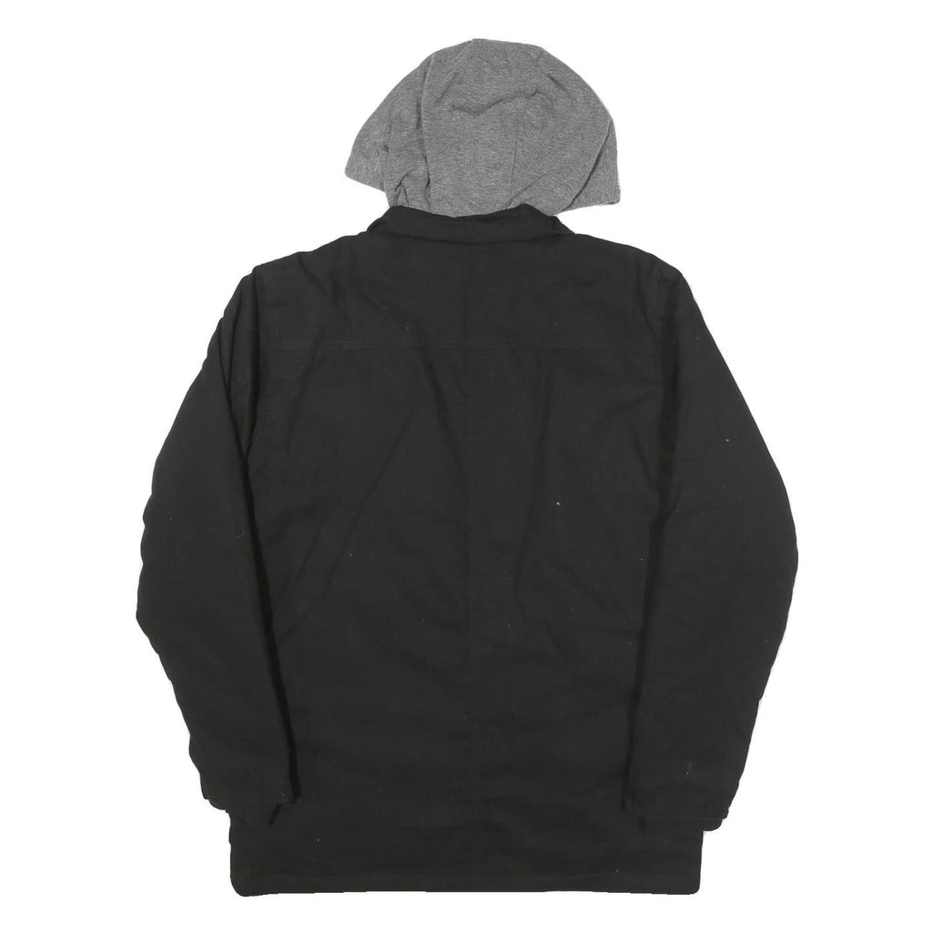 WRANGLER Mens Black & Grey Casual Cotton Blend Zip Jacket S Hooded Workwear