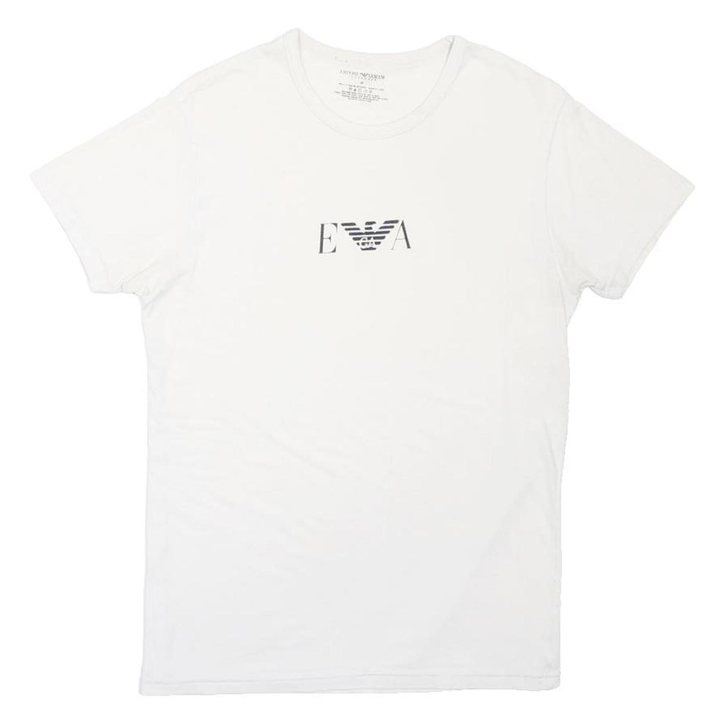 EMPORIO ARMANI Mens White M Cotton Blend T-Shirt Short Sleeve Crew Neck Logo