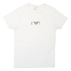 EMPORIO ARMANI Mens White M Cotton Blend T-Shirt Short Sleeve Crew Neck Logo