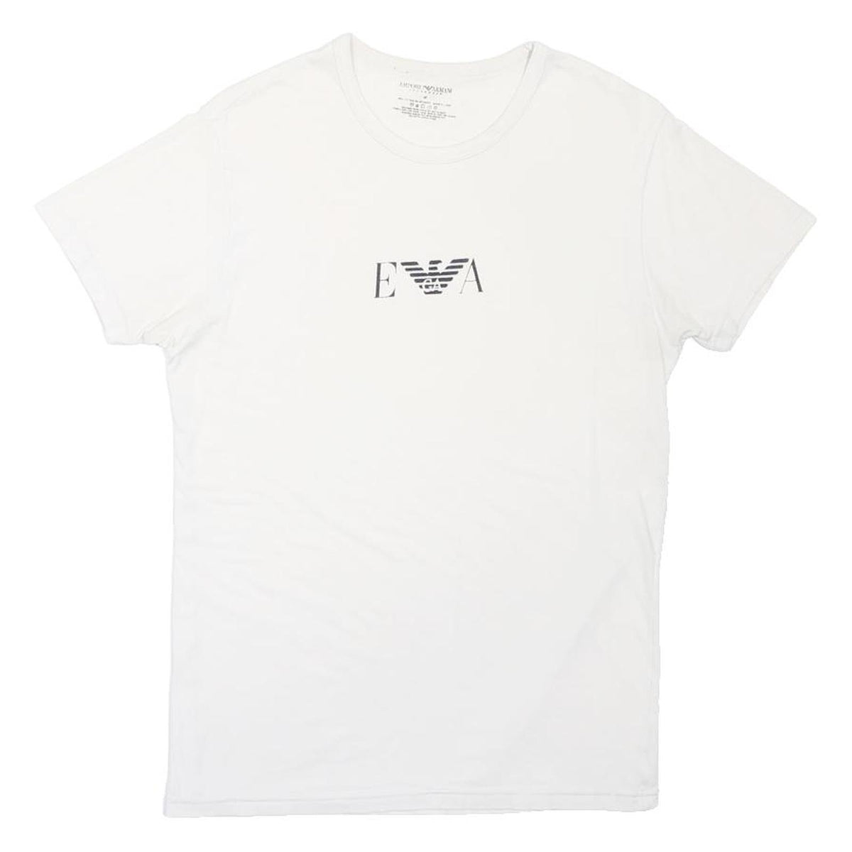 EMPORIO ARMANI Mens White M Cotton Blend T-Shirt Short Sleeve Crew Neck Logo