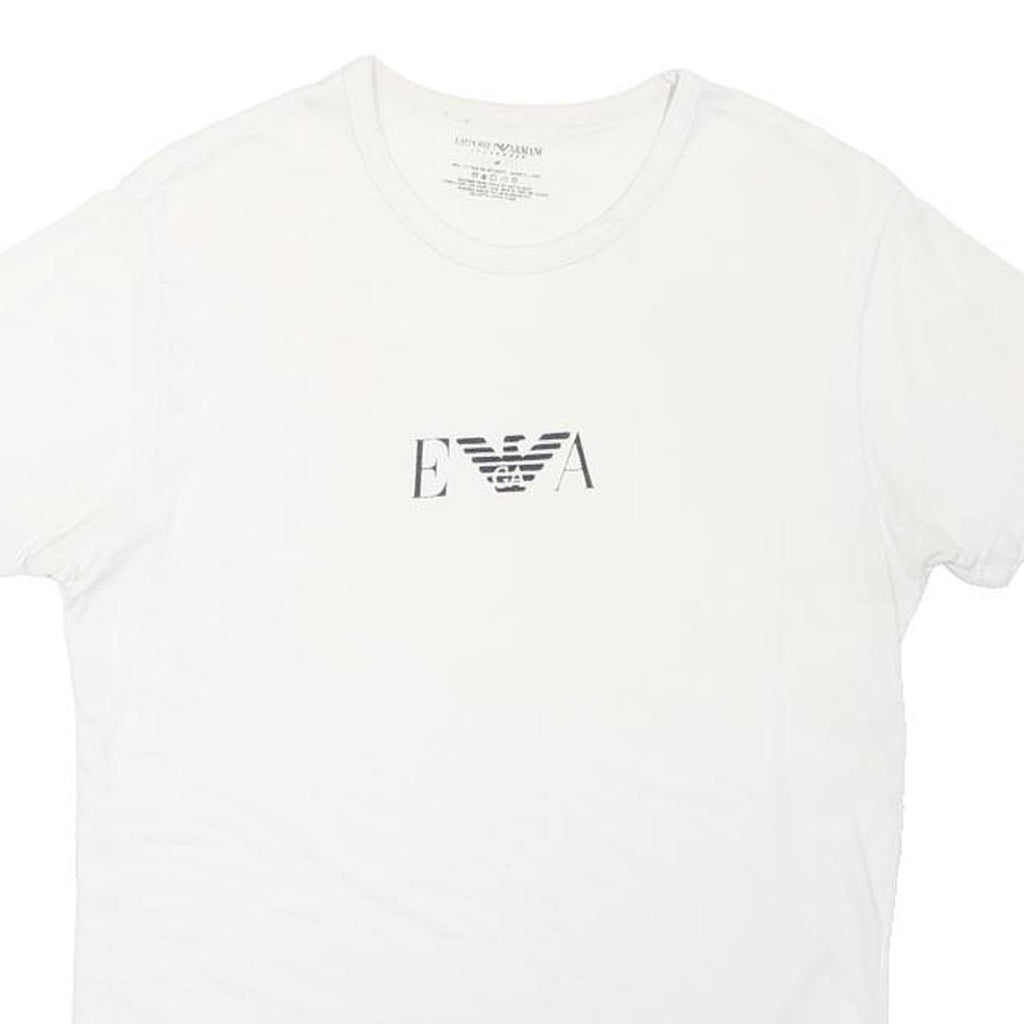 EMPORIO ARMANI Mens White M Cotton Blend T-Shirt Short Sleeve Crew Neck Logo