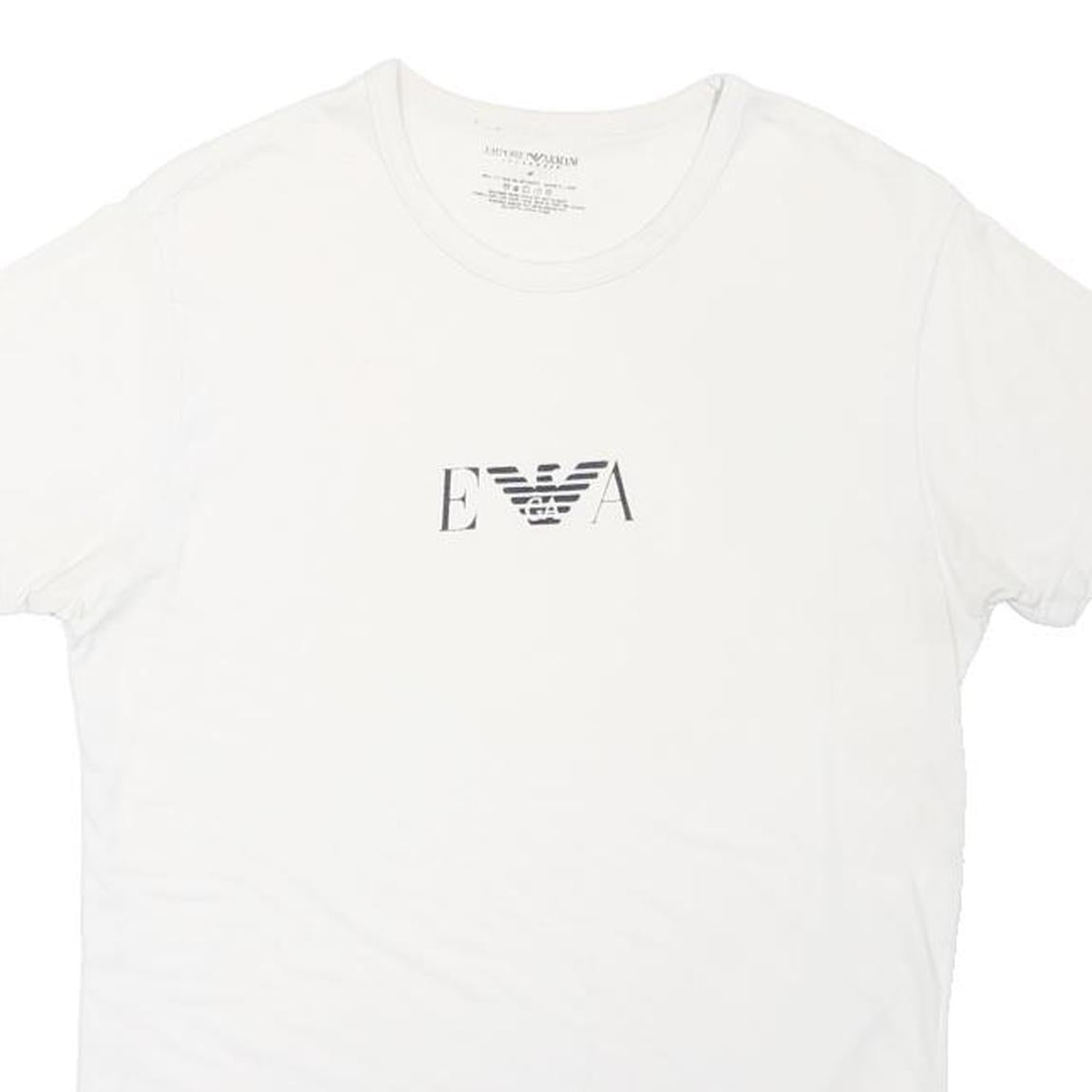 EMPORIO ARMANI Mens White M Cotton Blend T-Shirt Short Sleeve Crew Neck Logo
