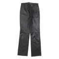 Womens Black Regular Leather Trousers W26 L32 Zip Closure Straight Leg
