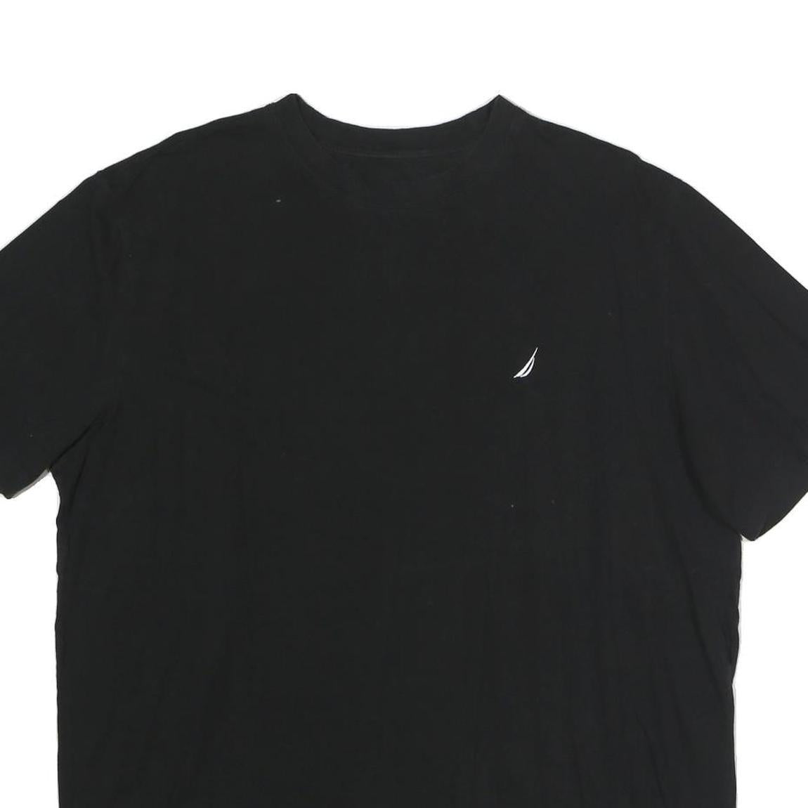 NAUTICA Mens Black Crew Neck Short Sleeve T-Shirt L Cotton Classic